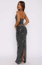 Good Vibes Only Embellished Maxi Skirt Black