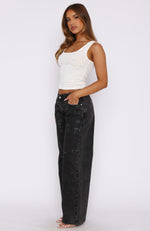 Luna Low Rise Wide Leg Jeans Washed Black