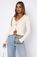 So Famous Long Sleeve Top Off White