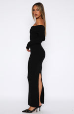 Don't Call Me Anymore Long Sleeve Maxi Dress Black