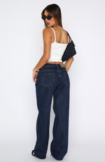 Bring The Style Low Rise Wide Leg Jeans Indigo Wash