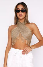 Face It Again Scarf Top Champagne
