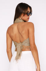 Face It Again Scarf Top Champagne