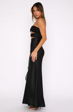 Deep Hearts Strapless Maxi Dress Black
