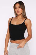 Make It A Date Ribbed Top Black