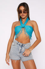 Face It Again Scarf Top Aqua