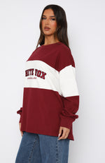 Need You More Long Sleeve Oversized Tee Maroon