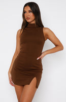 Never Felt Alone High Neck Mini Dress Chocolate