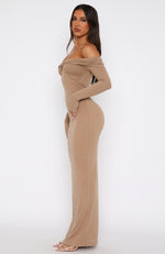 Save It Long Sleeve Maxi Dress Taupe