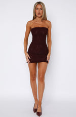 Mistress Strapless Mini Dress Burgundy