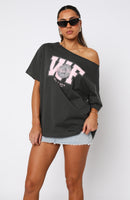 Your Favourite View Off Shoulder Oversized Tee Charcoal