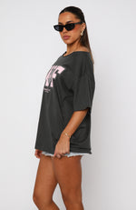 Your Favourite View Off Shoulder Oversized Tee Charcoal