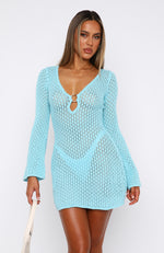 Dream State Long Sleeve Mini Dress Malibu Blue