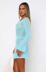 Dream State Long Sleeve Mini Dress Malibu Blue