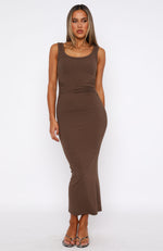 Told You So Ribbed Midi Dress Espresso