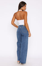 Maya High Rise Wide Leg Jeans Two Tone Blue