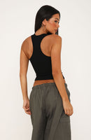 Deserve More V Neck Racer Back Tank Black