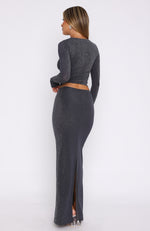 Lock Me Up Maxi Skirt Charcoal