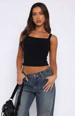 All Clear Ribbed Top Black