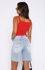 All Clear Ribbed Top Red