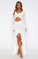 it takes time mesh maxi dress It Takes Time Long Sleeve Mesh Maxi Dress White