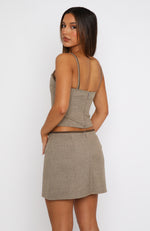 Money Talks Mini Skirt Taupe