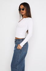 Give Me The Details Long Sleeve Top White