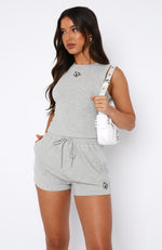Good As Always Relaxed Ribbed Shorts Grey Marle