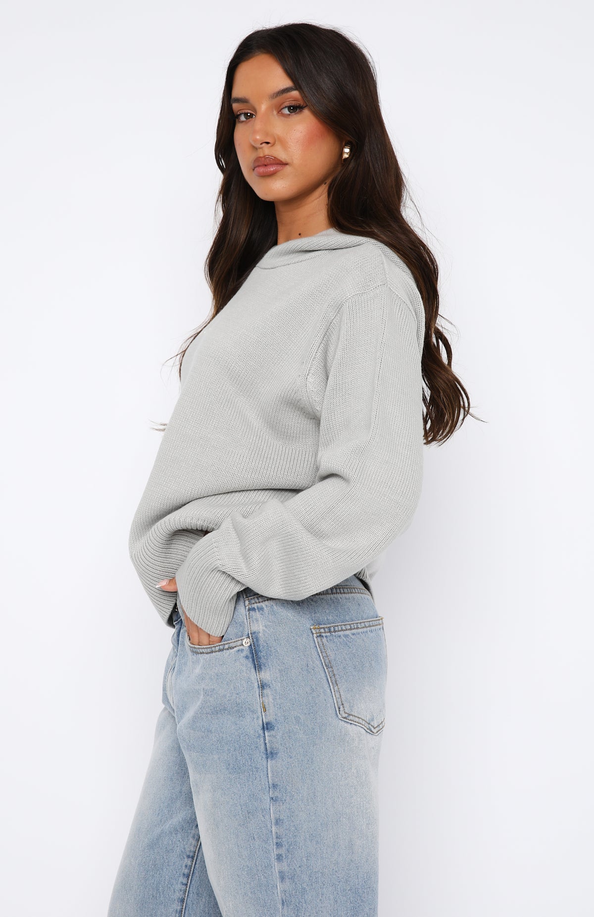 It's Cool Knit Hoodie Light Grey | White Fox Boutique