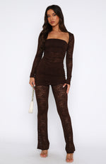 Work This Out Pant Chocolate Lace