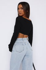 Problem With You Long Sleeve Crop Black
