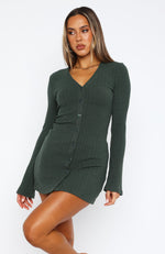 Live In The Moment Long Sleeve Mini Dress Dark Green