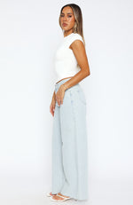 Call You Mine Mid Rise Wide Leg Jeans Light Blue