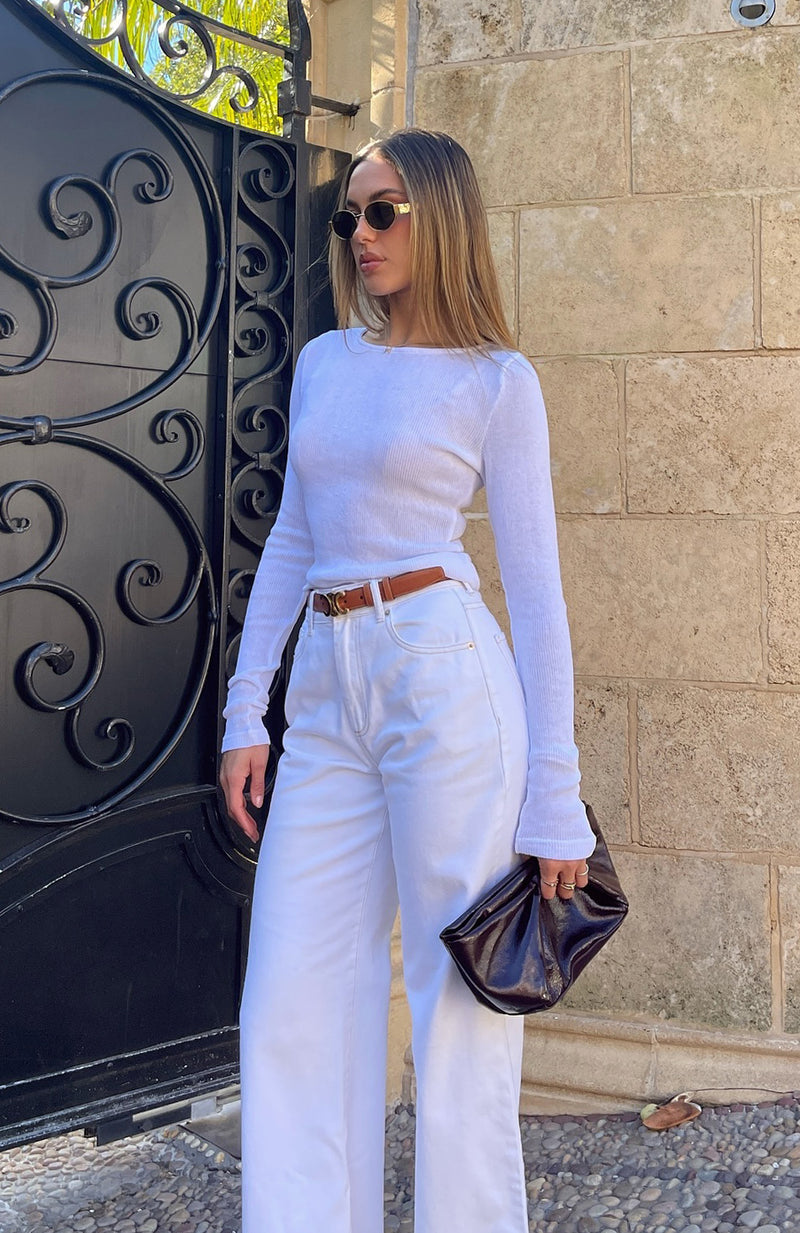 Lola High Rise Wide Leg Jeans Cream Wash