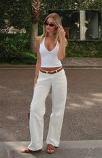 Bring The Style Low Rise Wide Leg Jeans Off White