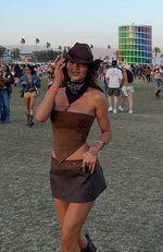 We Go Down Together Mini Skirt Brown