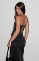 Be Mine Forever Denim Bustier Black Acid