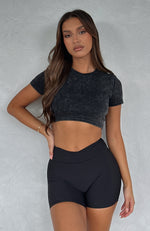 Easy To Love Crop Black Acid Wash