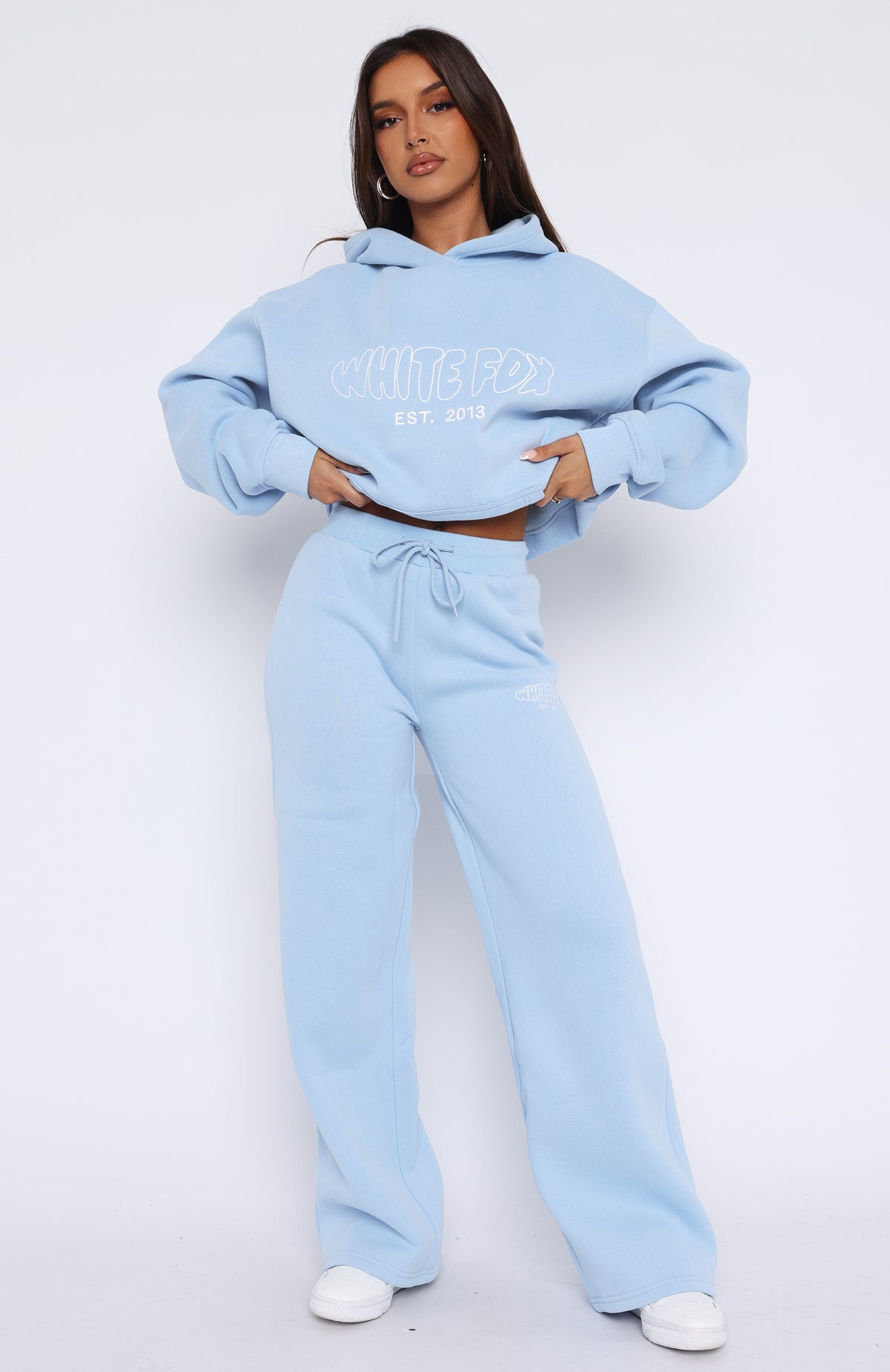 Missed Flights Wide Leg Sweatpants Soft Blue | White Fox Boutique