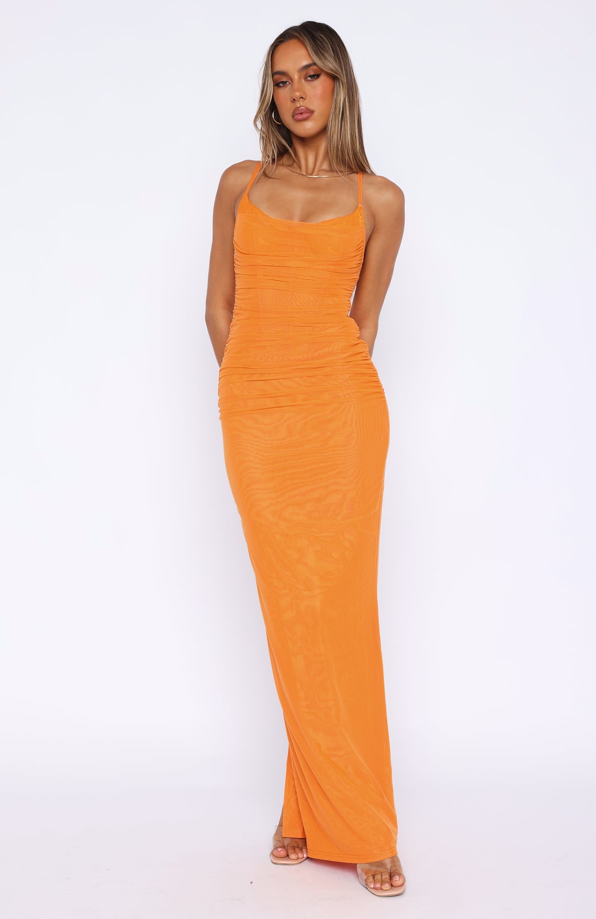 Light orange maxi dress best sale