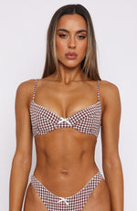 Beachside Bikini Top Choc Gingham