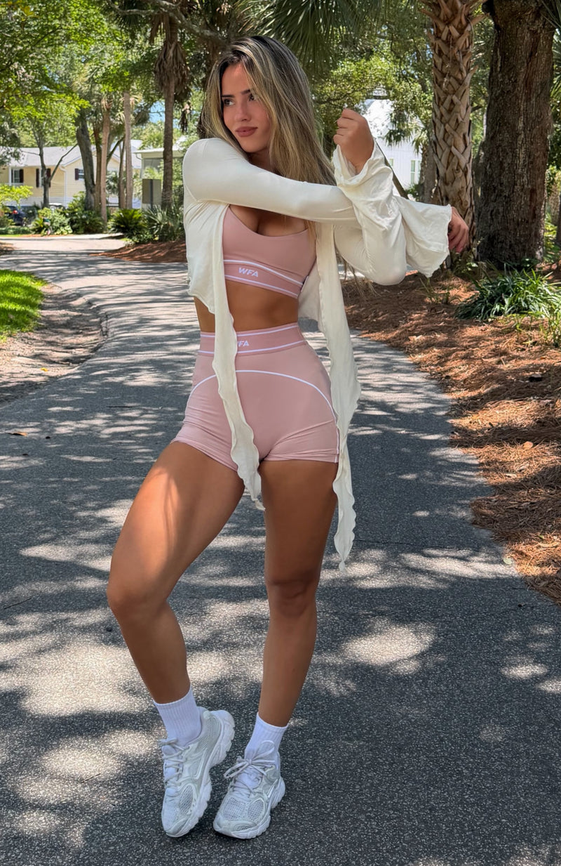 Adapt Bike Shorts 4" Dusty Pink/White