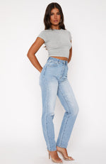 Who's That Girl High Rise Straight Leg Jeans Vintage Mid Blue