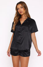 Dreamscape Satin Pyjama Set Black