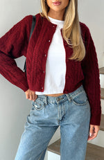 Betting On You Knit Cardigan Wine