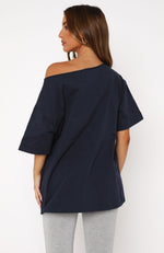 Your Favourite View Off Shoulder Oversized Tee Navy