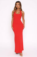 Took A Chance Halter Maxi Dress Red