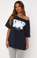 Your Favourite View Off Shoulder Oversized Tee Navy