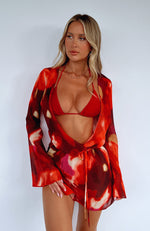 All We Wanted Long Sleeve Mini Dress Sunset Blur