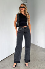 Always Be Yourself Low Rise Straight Leg Jeans Black Acid Wash